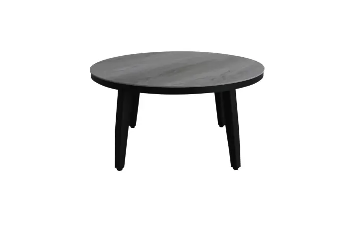 Mykonos stijlvolle ronde bijzettafel grijs zwart 58cm - ronde grijze bijzettafels kunststof - 4 Seizoenen Tuinmeubelen
