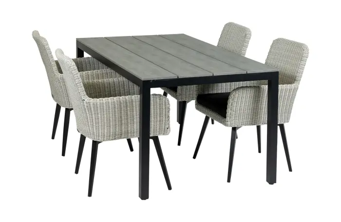Pisa tuinset-5 delige tuinset-Pisa tuinstoel-White-cyprus tuintafel-polywood-wicker-aluminium frame