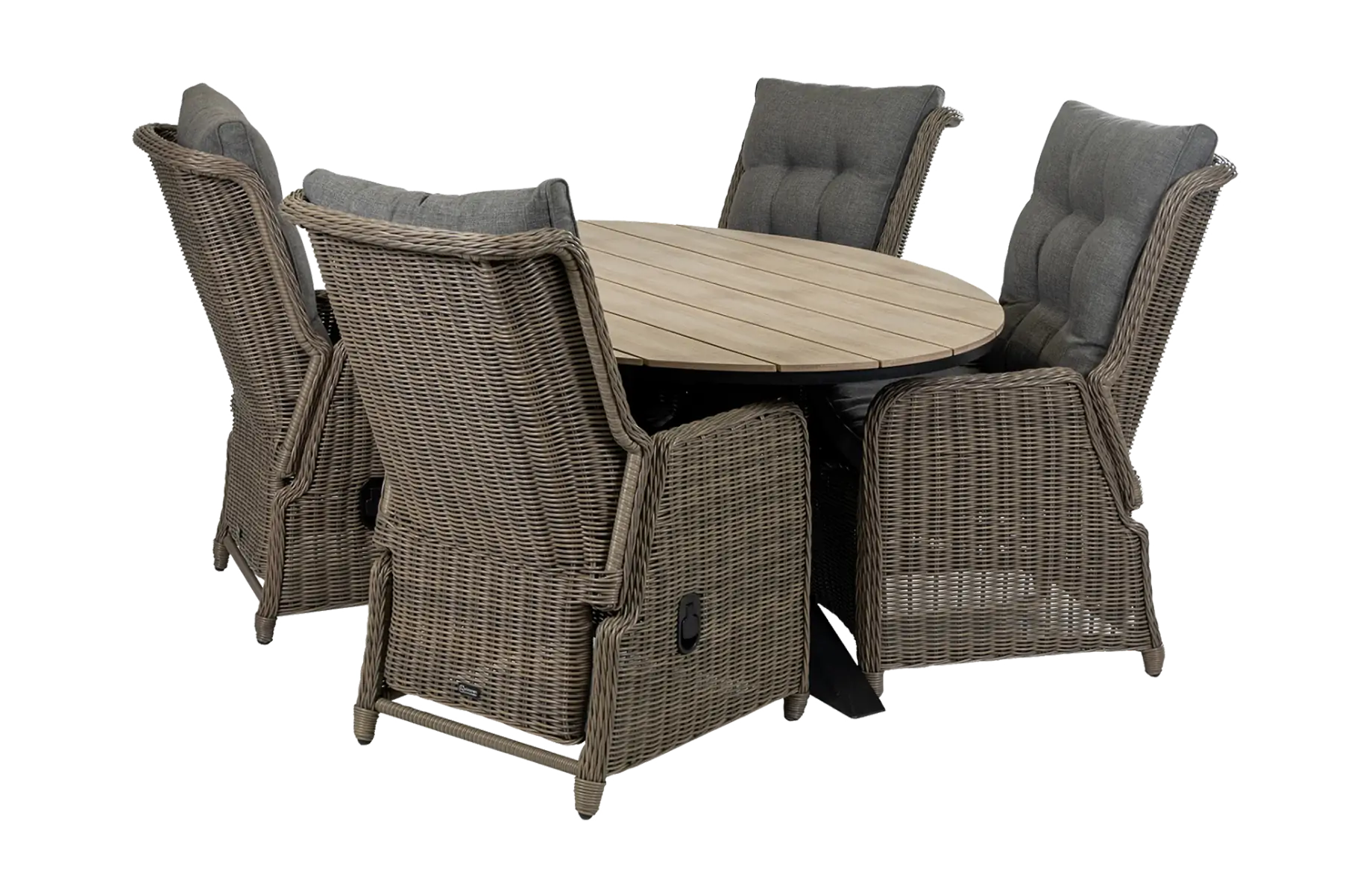 5-delige tuinset | 4 Dublin verstelbare stoelen (SW) | 180cm ovale Cyprus tuintafel (Wood)