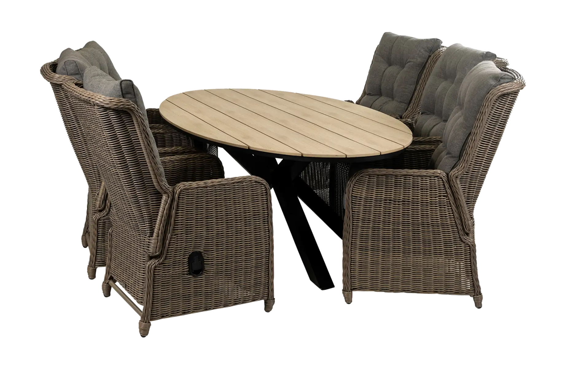 7-delige tuinset | 6 Dublin verstelbare stoelen (SW) | 220cm ovale Cyprus tuintafel (Wood)