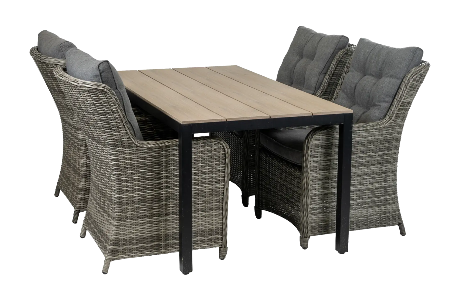 Cyprus tuintafel 160 of 180cm-wood-aluminium frame-polywood tafelblad-black onderstel-schuin