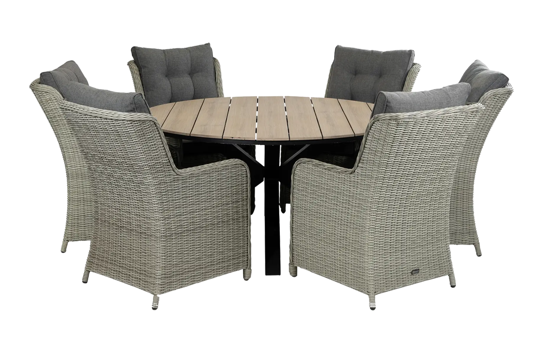 7-delige ronde tuinset | 6 Dublin tuinstoelen (MG) | ⌀150cm Cyprus tuintafel (Wood)