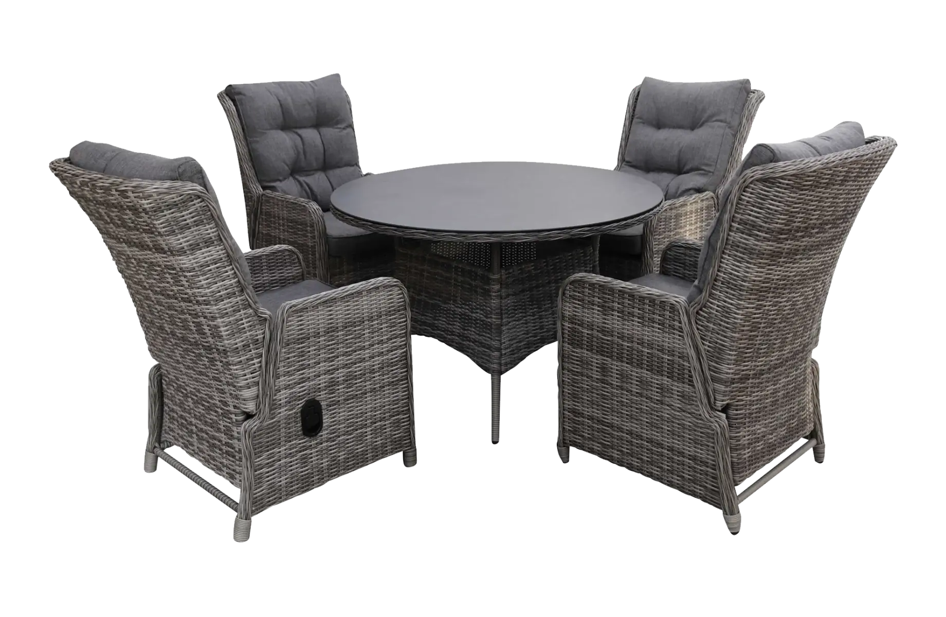5-delige ronde tuinset | 4 Dublin verstelbare stoelen | ⌀120cm tuintafel (AG)