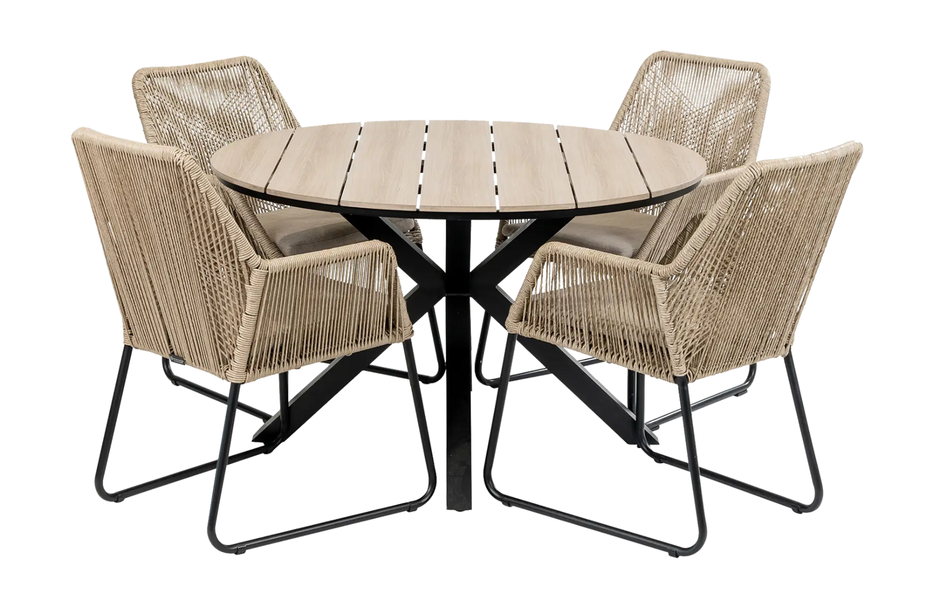 Mona ronde tuinset-7 delige tuinset-Mona tuinstoel Sand-rope tuinstoel-cyprus tuintafel-aluminium frame